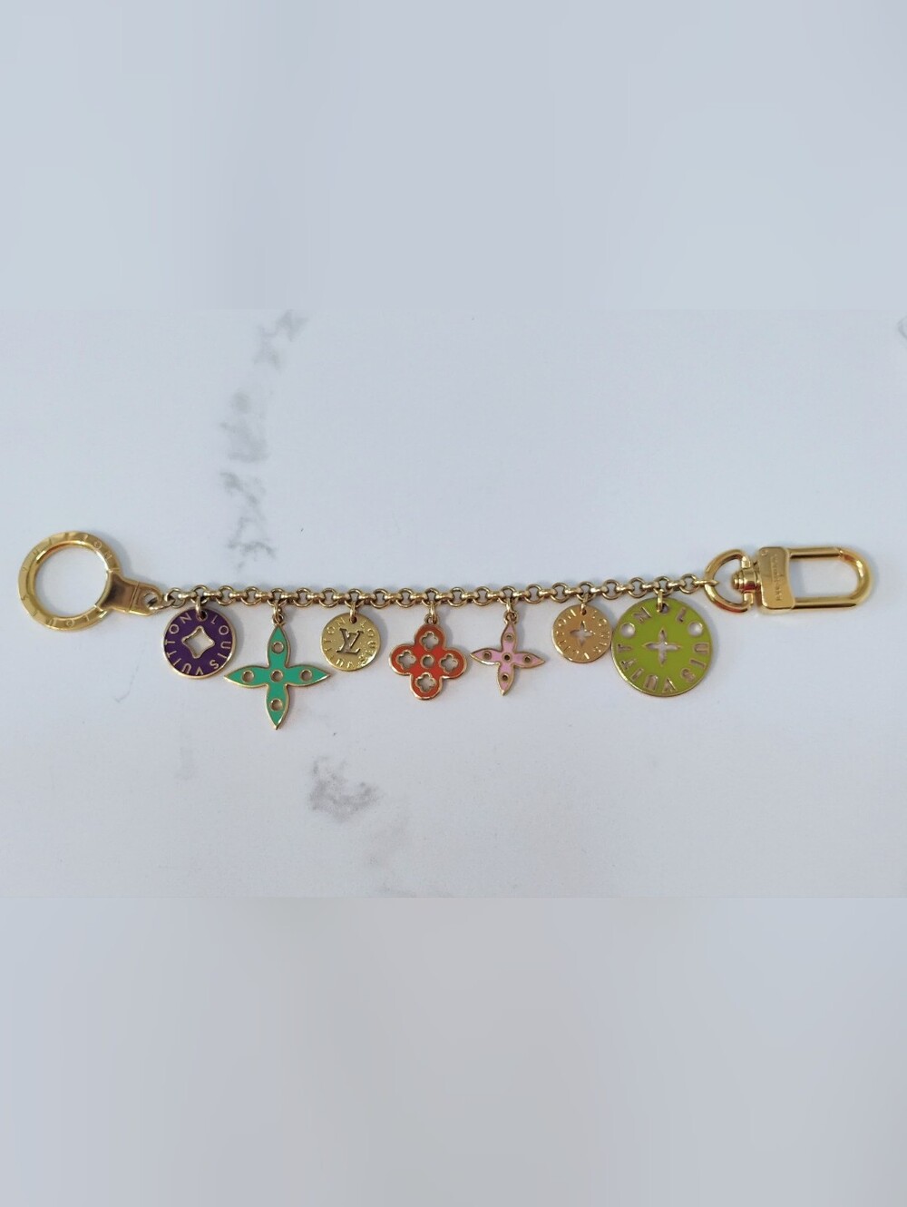 EUC Louis Vuitton Keychain/Bag Charm - Multicolor Enamel Charms GHW